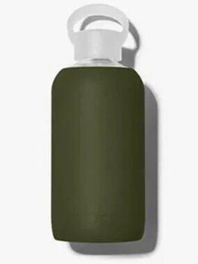 BKR Glass Water Bottle with Silicone Sleeve in Olive Little 16oz/500ml